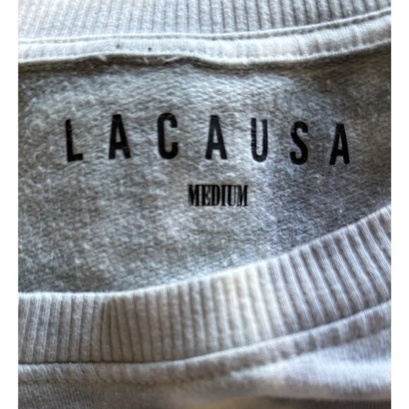 Lacausa Warrior Sweatshirt Cotton Crew Neck Size Medium Blue White Oversized NWT - Picture 5 of 7